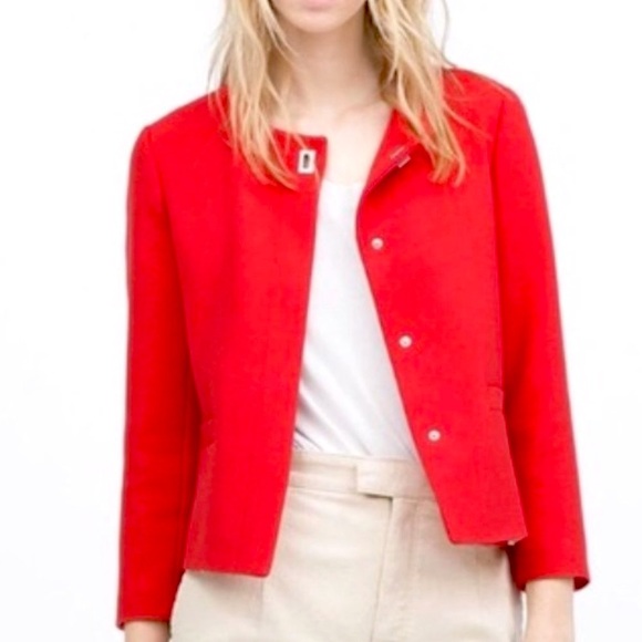 ZARA tailored holiday red brass turnlock blazer size S - Picture 3 of 10